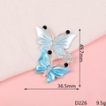 Light blue and cyan gradient butterfly DIY alloy charm with rhinestones 49.7mm x 36.5mm - D226 Two Butterflies (Blue)
