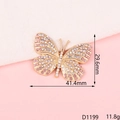 Pink and white gradient butterfly accessory with rhinestones and gold-plated borders - D1199 Butterfly - Pink