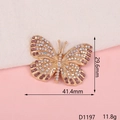 Golden butterfly jewelry accessory with purple and white rhinestones, model D1197 - D1197 Butterfly - Purple