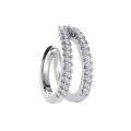 Ear cuff in argento a doppia fila con micro-pavé di zirconi cubici scintillanti - Argento