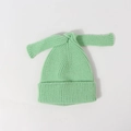 Mint green knit baby hat with long bunny ear bow, warm winter crochet beanie for kids - Kids (48-53CM) / Green