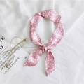 Pink floral skinny silk scarf with white blossom pattern for handbags and neck accessory - 3 Plum Blossom Pink