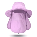 Purple quick-dry outdoor sun hat with wide brim, face cover and neck protection - Purple