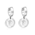 Orecchini a cerchio in argento con ciondoli a moneta vintage Elizabeth II - Orecchini a moneta della regina vintage d'argento