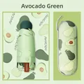 Compact avocado green mini folding umbrella with matching hard shell capsule case set - Eyeglass Case / 6 Ribs / Fruit-Avocado