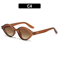 Chic vintage oval sunglasses with transparent amber frame and brown lenses, color C4 - Transparent Brown Frame Gradient Brown Lens