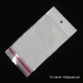 Clear OPP packaging bag with red resealable strip and white hanging hole 7x14cm 100pcs - 100pcs/lot / 7x14cm