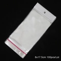 Clear self-adhesive OPP packaging bags 8x17.5cm 100pcs with hanging hole and seal - 100pcs/lot / 8x17.5cm