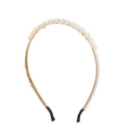 Elegant gold metal headband featuring alternating white pearls in a retro Korean style - 648203 Flower Style (20g)