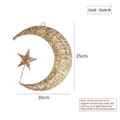 30x35cm Gold hollow metal moon and star hanging decoration for festive windows - 35cm Gold
