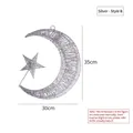 Silver sequined star and moon iron hanging decoration for Christmas, 35cm size - 35cm Silver