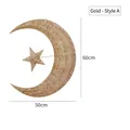Golden iron star and moon wall hanging Christmas decoration, style A, 60cm height - 60cm Gold