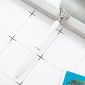 Elegant white metal ballpoint pen with a large clear crystal diamond top - White with Silver Parts
