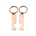 Dettaglio del cuore ad incastro sui portachiavi rettangolari in acciaio oro rosa - Oro Rosa Set