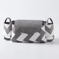 Gray and white ripple pattern stroller organizer bag with hanging straps for baby supplies - Grey Wave