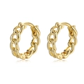 Chic golden Cuban chain link hoop earrings featuring a high-polish finish on white background - Gold