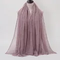 Lightweight dusty lavender crinkled cotton hijab scarf for women with frayed edges - Lavender