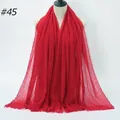 Red lightweight wrinkled cotton linen scarf with frayed edges for sun protection - Bright Red