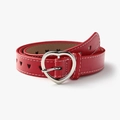 Ceinture rouge pour femme avec boucle en cœur argenté et découpes en forme de cœur - Rouge / Longueur 110 Largeur 2.3