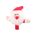 Christmas slap bracelet featuring a plush Santa Claus figure with red and white fur - Santa Claus