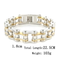 Bicolor Edelstahl Gliederkette für Herren im Fahrradketten-Stil, 1,8cm breites Design - Zweifarbig (Gold & Silber)
