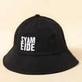 Cappello a secchiello in cotone nero con ricamo 3D bianco SYAM EIDE stile street - M (56-58cm) / Nero
