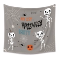 Grey Halloween tapestry featuring dancing skeletons and My 1st Halloween Party text - WSJ07-Grey Cartoon Skeleton Party / 73X95CM (Brushed Fabric)