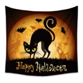 Bohemian Halloween wall tapestry with black cat, moon, bats, and ghost motif - WSJ20-Black Cat Moon Ghost / 73X95CM (Brushed Fabric)