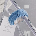 Fashionable blue denim knot headband with frayed edges and wide pleated design - Light Blue Denim