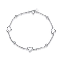 Elegant S925 sterling silver double-layer bracelet with heart charms and white zircons - Heart Zirconia (SB02)