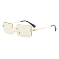 Fashionable rimless rectangular sunglasses with yellow gradient lenses and gold metal temples - Gold Frame Yellow to Pink Gradient