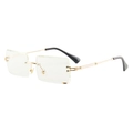 Fashionable rimless square sunglasses for women with gold metal temples and gradient lenses - Gold Frame Clear
