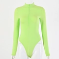 Detailansicht neongrüner langärmliger Body mit praktischem Reißverschluss vorne - S / Fluoreszierendes Grün