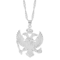 Silver alloy Albania double-headed eagle pendant necklace with a twisted rope chain - Silver Double-Headed Eagle Emblem (XL2163)