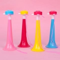 Colorful plastic toy trumpets in pink red yellow and blue with lanyards for kids - Mini Toy Trumpet