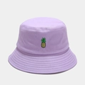 Bob violet clair en coton avec petit motif d'ananas brodé pour un look minimaliste - M (56-58cm) / Ananas Violet
