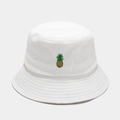 Bob en coton blanc avec broderie d'ananas colorée et bord à surpiqûres renforcées - M (56-58cm) / Ananas Blanc