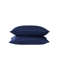 Set of two navy blue satin pillowcases with smooth glossy finish on white background - Royal Blue
