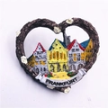 Heart-shaped resin Frankfurt souvenir fridge magnet with hand-painted cityscape - Frankfurt, Germany