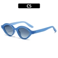Lunettes de soleil ovales bleu translucide avec verres dégradés gris style C5 - Monture Bleue Transparente Verres Bleus Dégradés