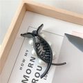 Elegant black resin hair claw clip featuring large white pearls in a sweet Korean style - No. 35 Fish-shaped Pearl Hair Clip Black