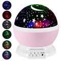 Pink starry sky projector night light with rotating colorful star and moon patterns - Pale Pink Shell Stars Moon-Regular 1W