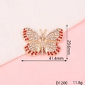 Accessoire papillon doré avec strass rouges et blancs pour coques de téléphone DIY - D1200 Papillon (Rouge vif)