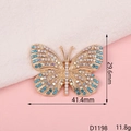 Blue and white rhinestone butterfly DIY charm for phone cases with gold metal base - D1198 Butterfly - Blue