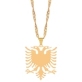 Golden Albania eagle necklace with twisted chain and double-headed pendant on white - Gold Double-Headed Eagle (XL2178)