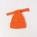 Bright orange knit baby hat with decorative top ties and warm ribbed cuff style - Kids (48-53CM) / Orange