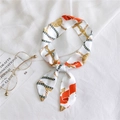 White silk twilly scarf with orange nautical anchor print and golden compass patterns - 13 Anchor White