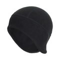 Detailed view of black fleece winter sports cap with ergonomic ear protection curves - One Size / Black
