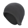 Detail of dark grey fleece winter cap with ear protection and warm windproof texture - One Size / Dark Gray