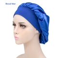 Elastic wide band royal blue satin sleep cap for hair care and beauty protection - Adjustable / Royal Blue